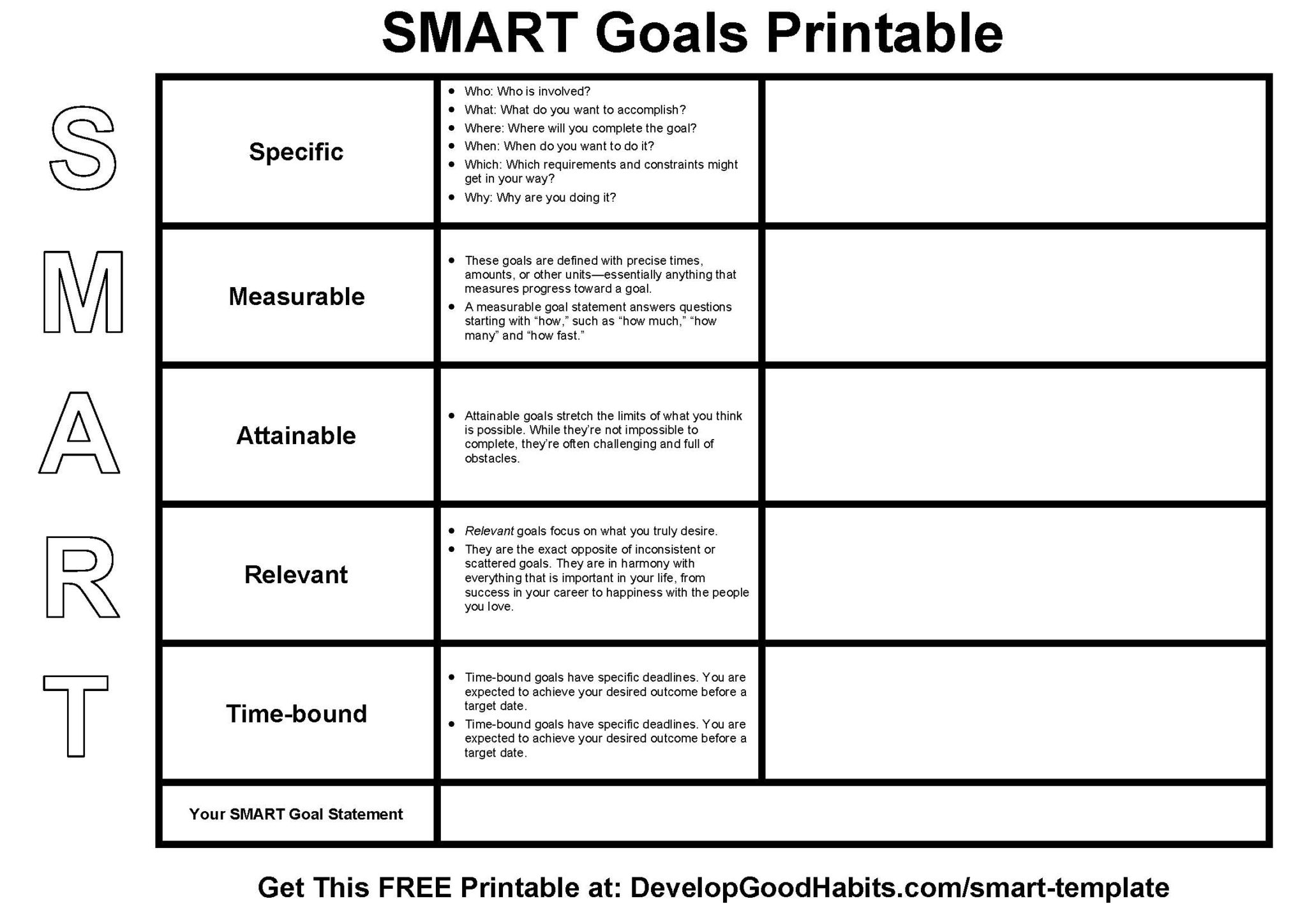 14 SMART Goals Templates To Edit Download And Print