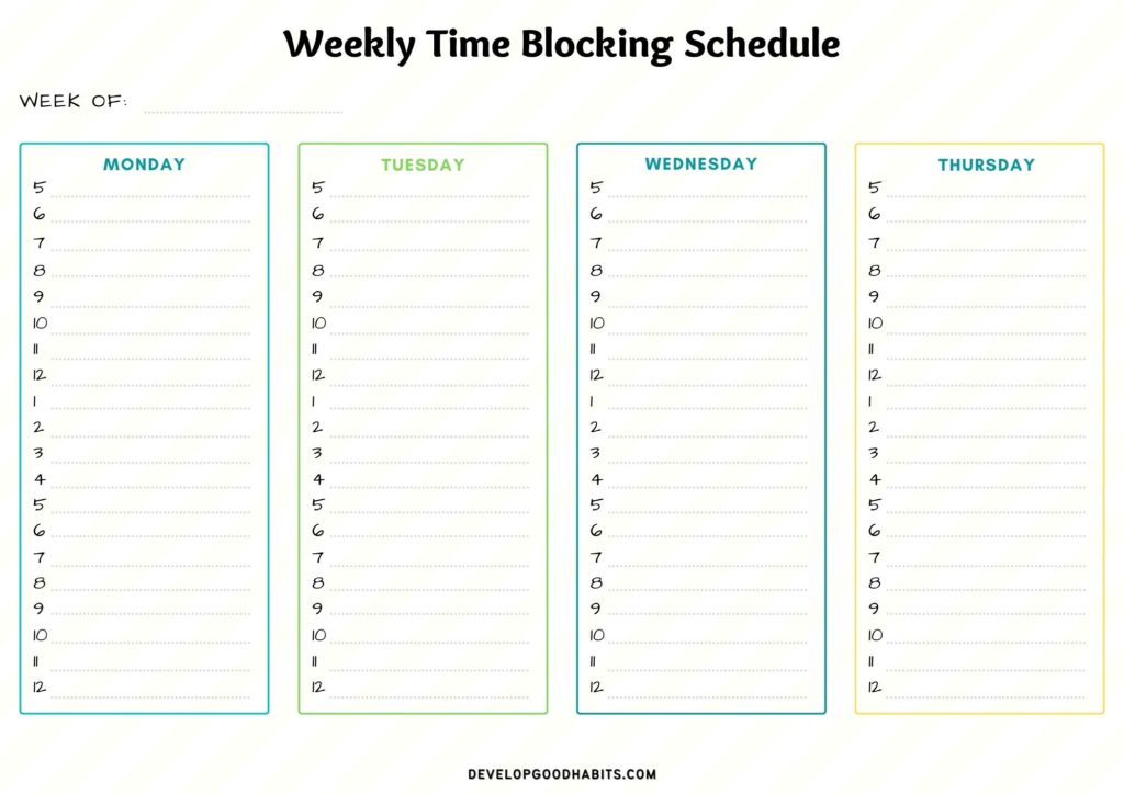 Printable Time Blocking Template