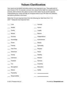 13 Worksheets for Identifying Your Core Values