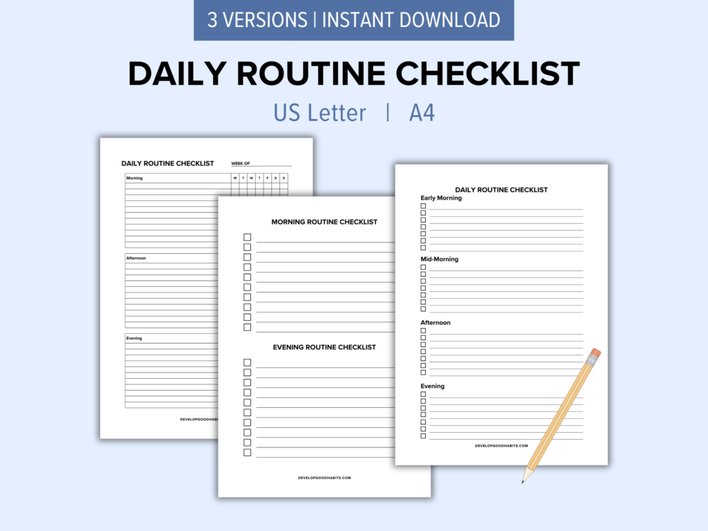 morning routine checklist examples | morning routine checklist for kids | daily routine checklists