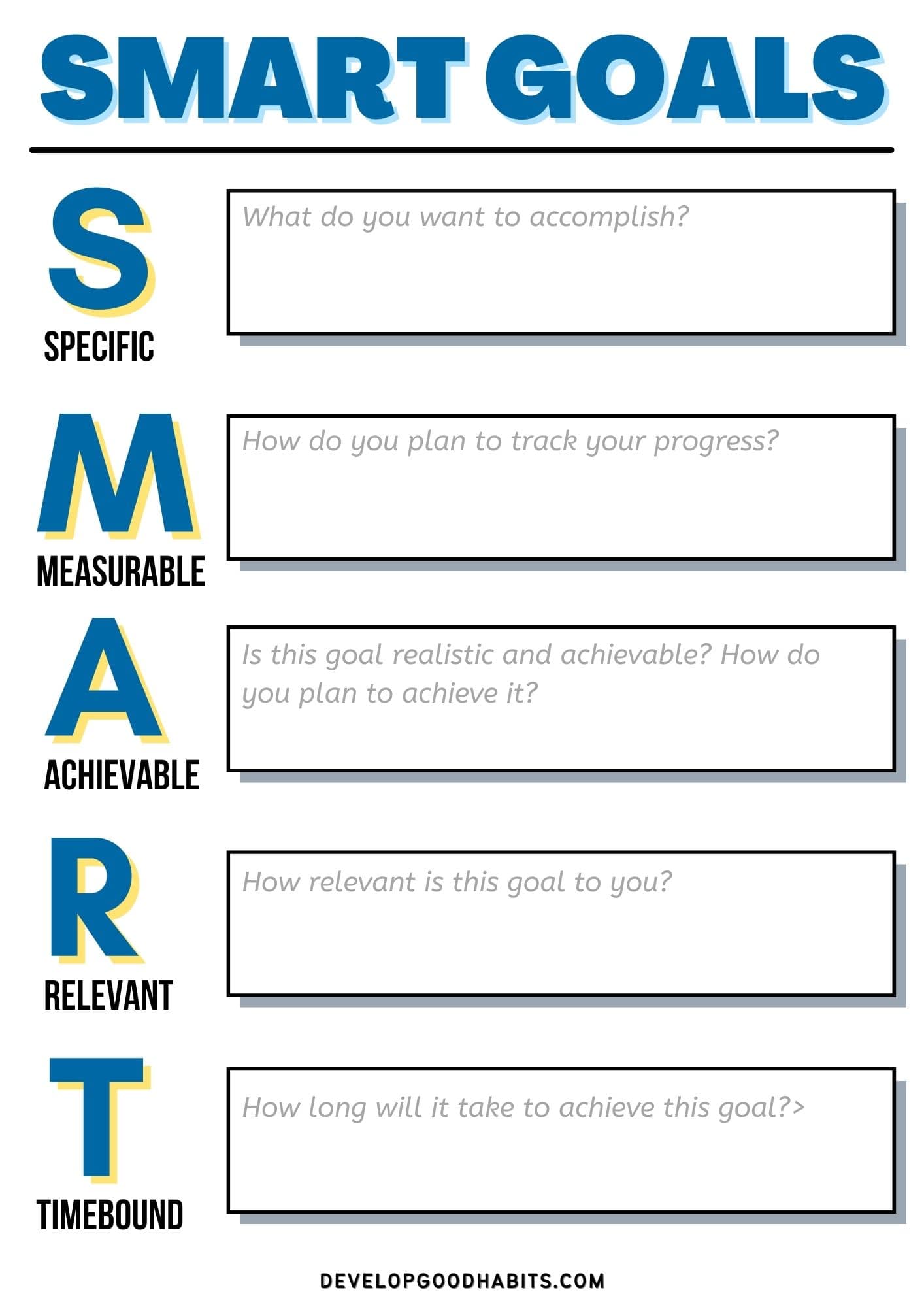 Printable Smart Goals Worksheets